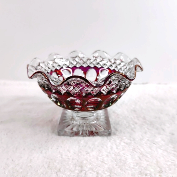 Vintage Westmoreland Glass Ruby Flash Pedestal Footed Candy Dish - Picture 6 of 10